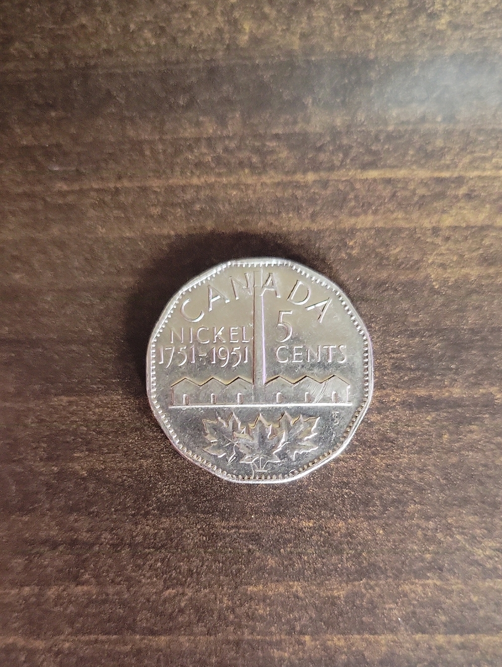 Vintage 1951 Canadian Nickel 5 Cents Subury Commemorative Coin